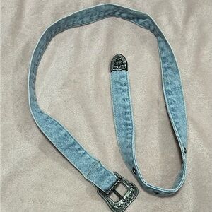Light Blue Denim Belt with Silver Buckle